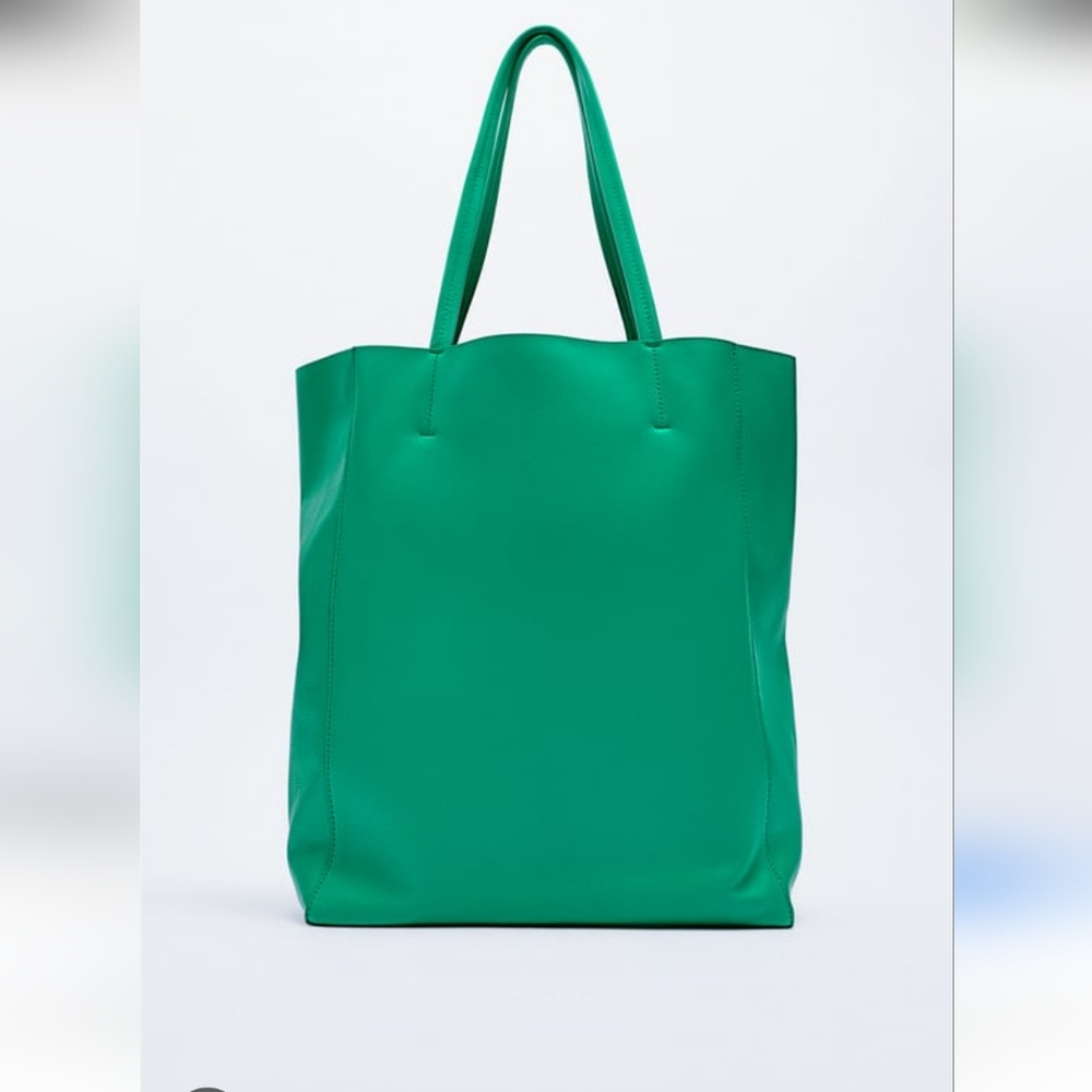Bright Green Leather Tote Bag